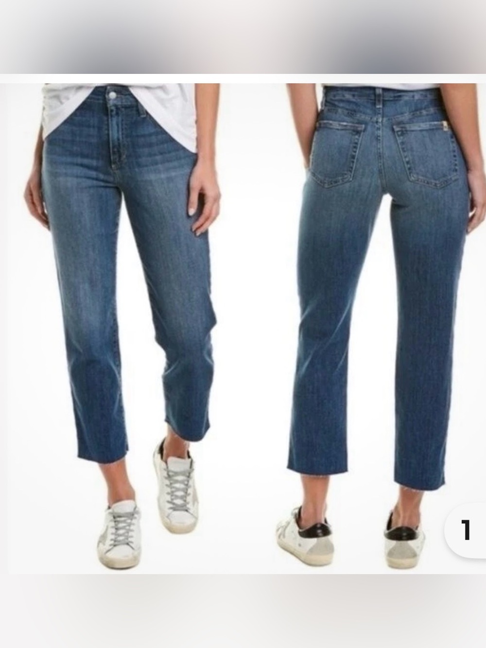 Joe's Jeans High Rise Cropped Straight-Leg Jeans in Medium Blue Wash
